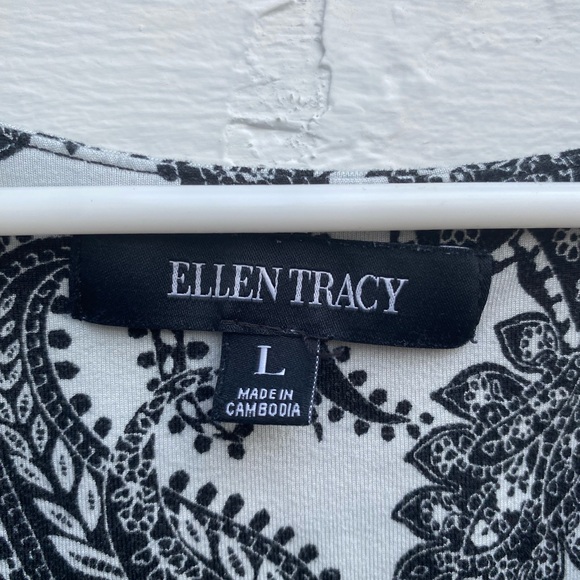 Ellen Tracy Black and White Paisley Pajama Set - Picture 4 of 11